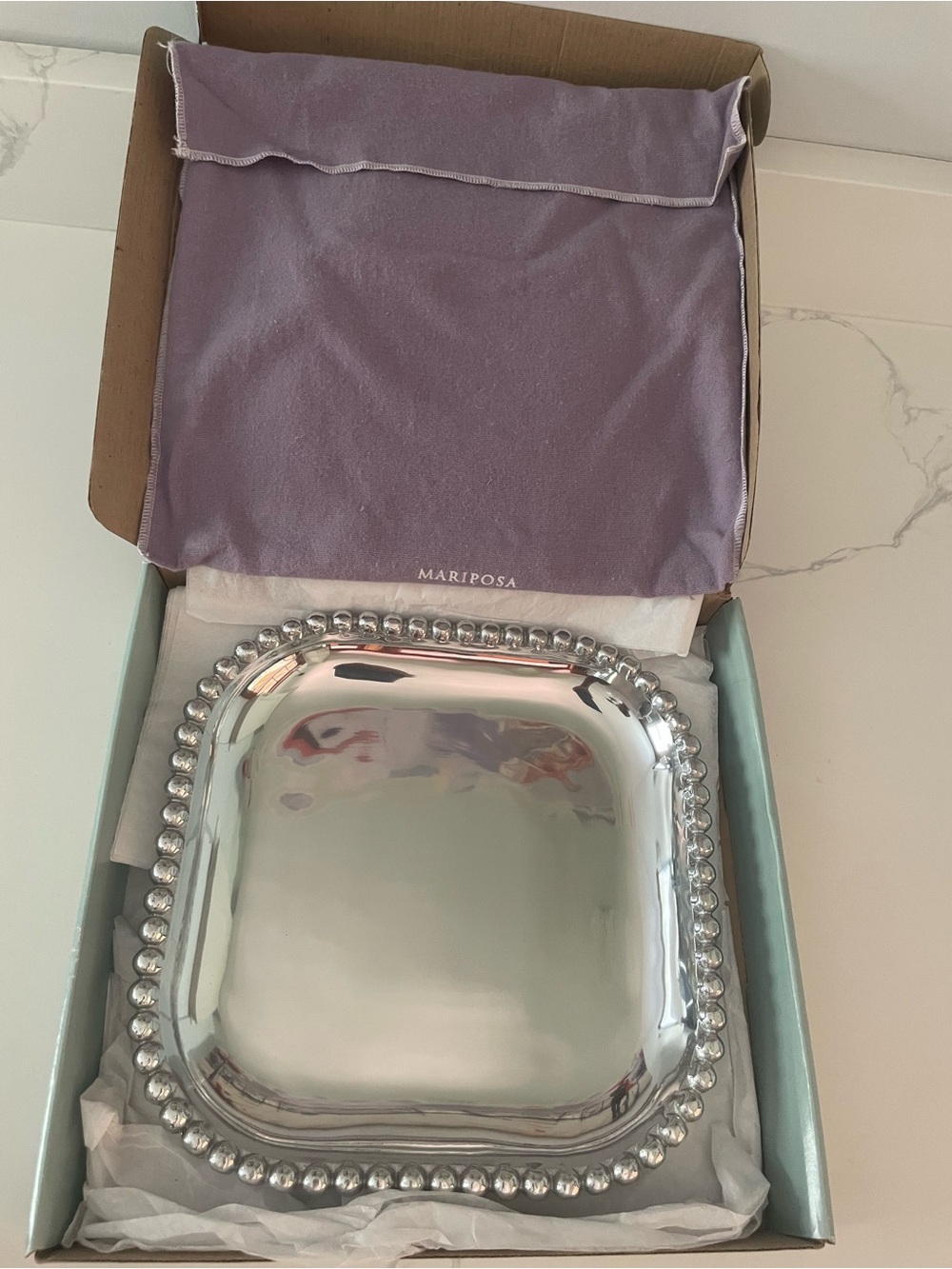 Mariposa Pearled Square Platter - Picture 2 of 8
